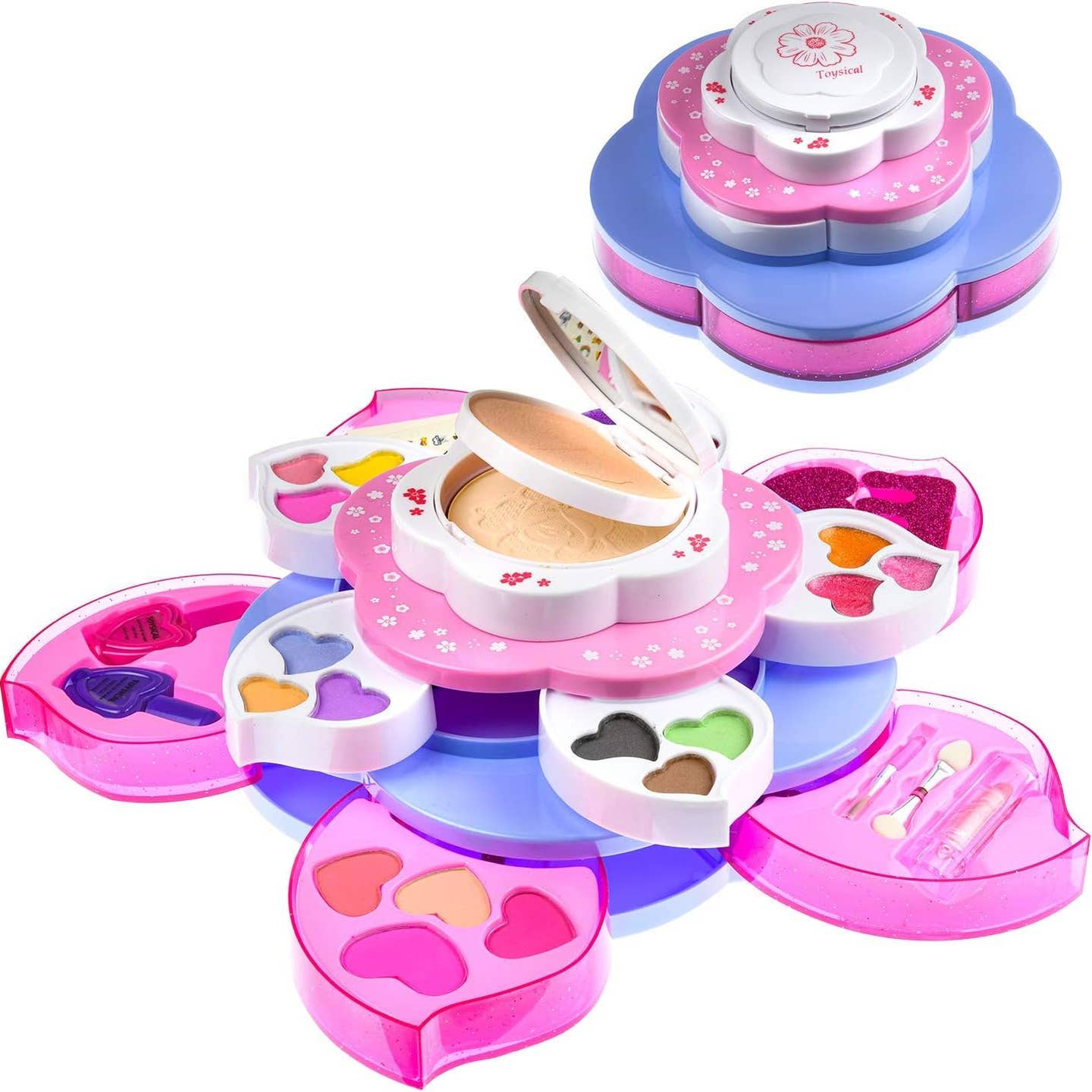 Kids Flower Shaped Washable Non Toxic Makeup Kit with Mirror