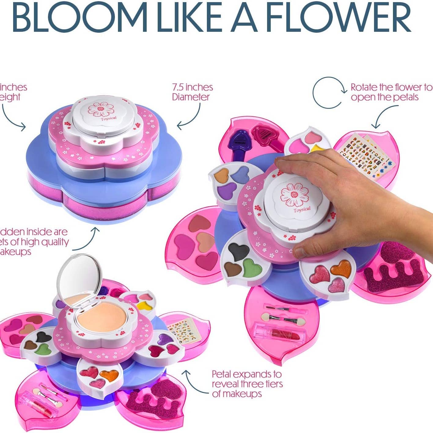 Kids Flower Shaped Washable Non Toxic Makeup Kit with Mirror